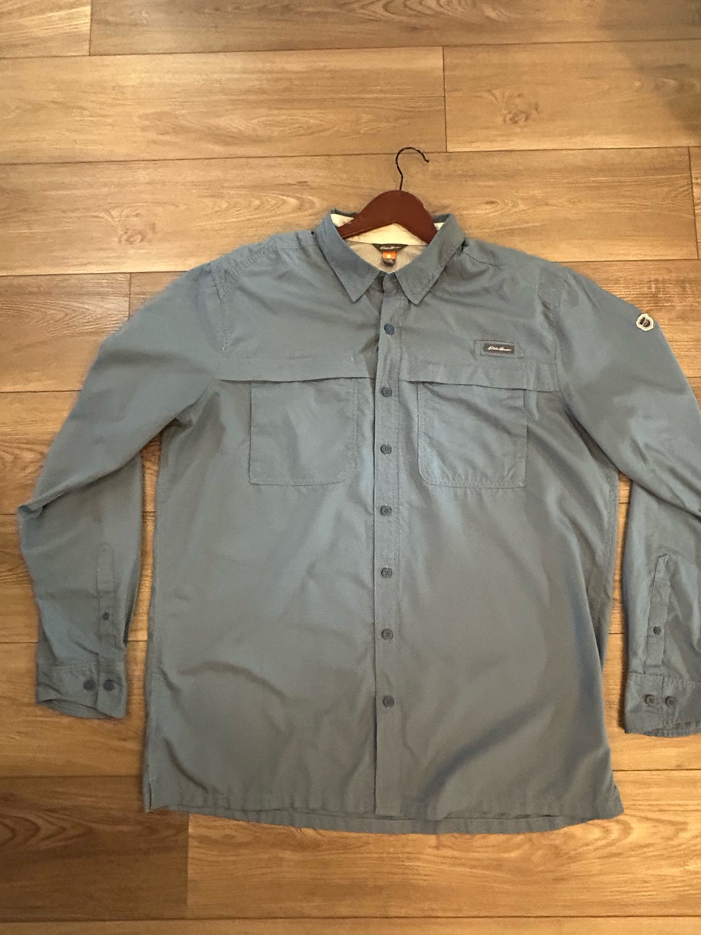 Eddie Bauer Sport Shop TXL Slate Blue Fishing Hiking Vent Shirt Tall